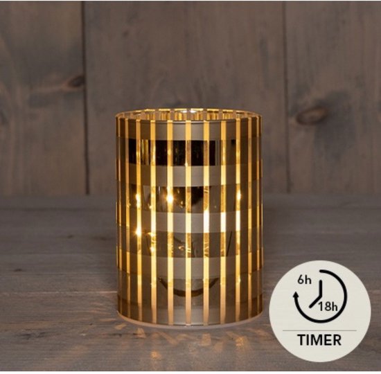 LED Cylinder glas ruit goud 9x12cm. van Anna's Collection