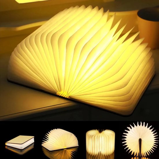 LED Faltbare Boeklamp - USB Oplaadbaar - Warmwit Stille Nachtlamp - 360° Draaibaar - Sfeerverlichting voor Nachtkastje & Lezen