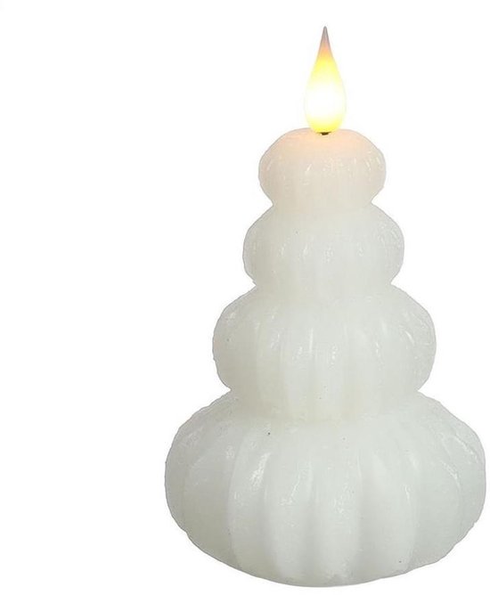 LED Kaars wax boom wit Ø6,9xH12cm. van Merkloos