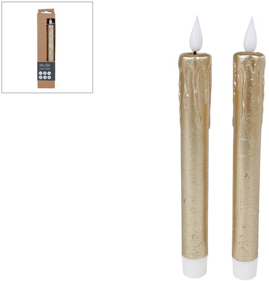 LED Kaarsen + Afstandsbediening 2 Stuks Goud van Sorara