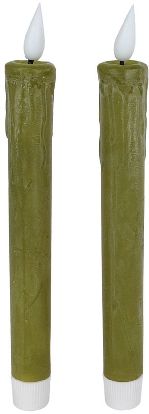 LED Kaarsen + Afstandsbediening 2 Stuks Groen van Kaemingk