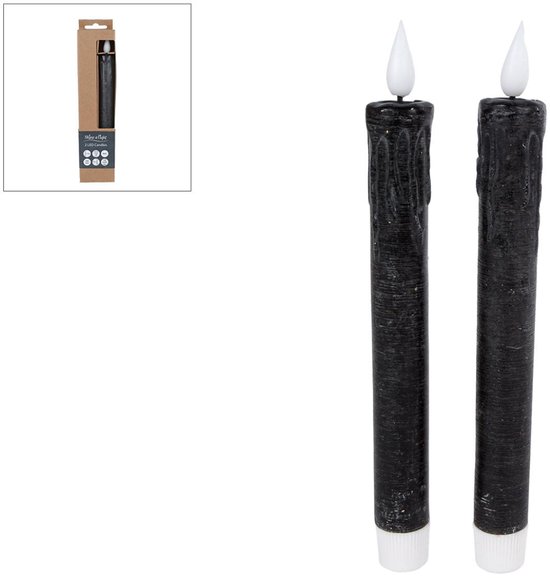 LED Kaarsen + Afstandsbediening 2 Stuks Zwart van Bolsius
