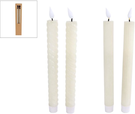 LED Kaarsen Moving Light + Timer 2 Stuks Ivoor Assorti van Merkloos