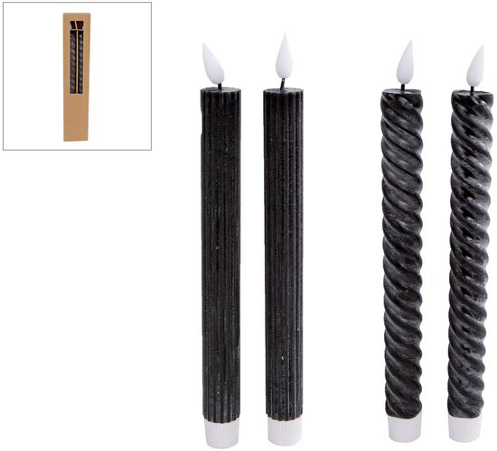 LED Kaarsen Moving Light + Timer 2 Stuks Zwart Assorti van Mica Decorations