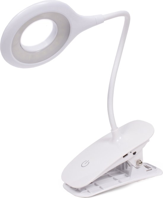 LED Klemlamp incl. Batterijen + USB Kabel - Leeslamp- Nachtlamp - Verstelbare Draadloze Leeslamp - Wit van Auronic
