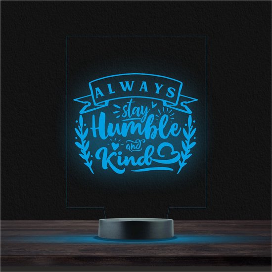 Led Lamp Met Gravering - RGB 7 Kleuren - Always Stay Humble van Merkloos