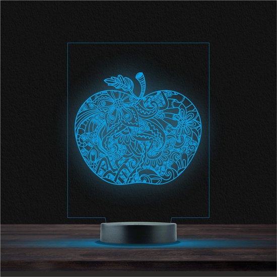 Led Lamp Met Gravering - RGB 7 Kleuren - Appel van Merkloos