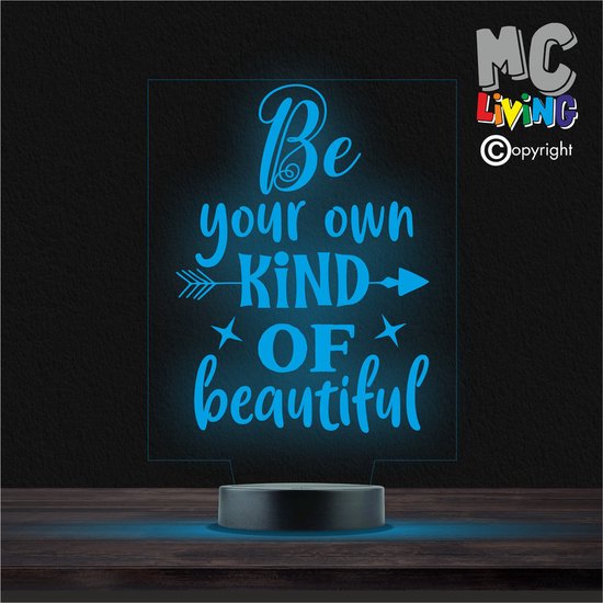Led Lamp Met Gravering - RGB 7 Kleuren - Be Your Own Kind Of Beautiful van Merkloos