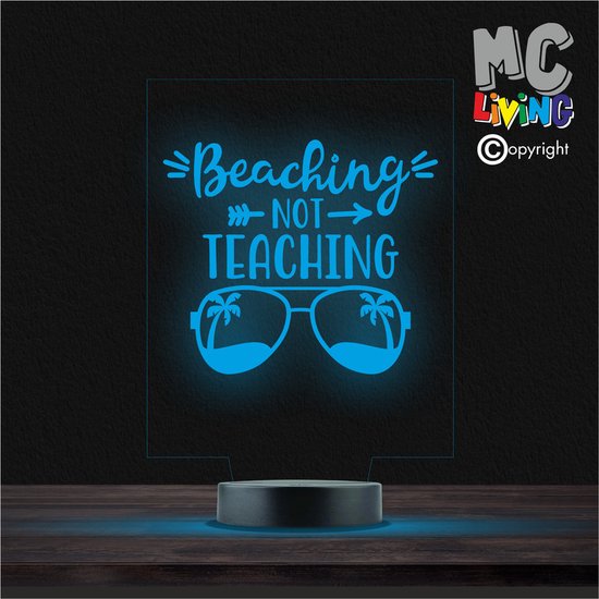 Led Lamp Met Gravering - RGB 7 Kleuren - Beaching Not Teaching van Merkloos