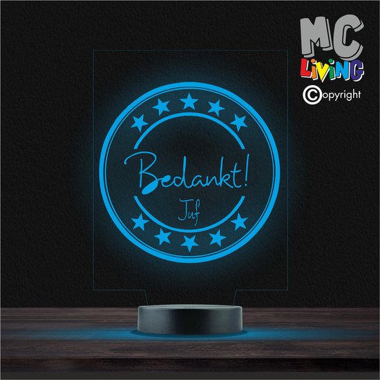 Led Lamp Met Gravering - RGB 7 Kleuren - Bedankt van Merkloos