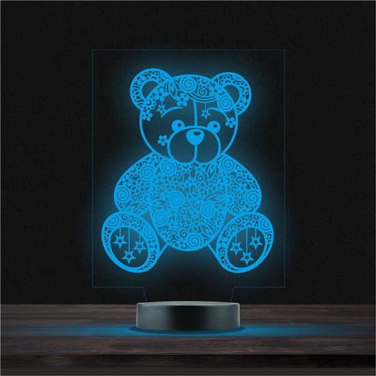 Led Lamp Met Gravering - RGB 7 Kleuren - Beer van Merkloos