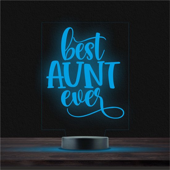 Led Lamp Met Gravering - RGB 7 Kleuren - Best Aunt Ever van Merkloos