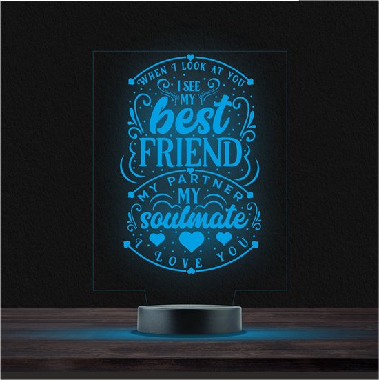 Led Lamp Met Gravering - RGB 7 Kleuren - Best Friend van Society of Pets