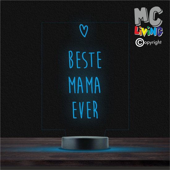 Led Lamp Met Gravering - RGB 7 Kleuren - Beste Mama Ever van Maya Lights