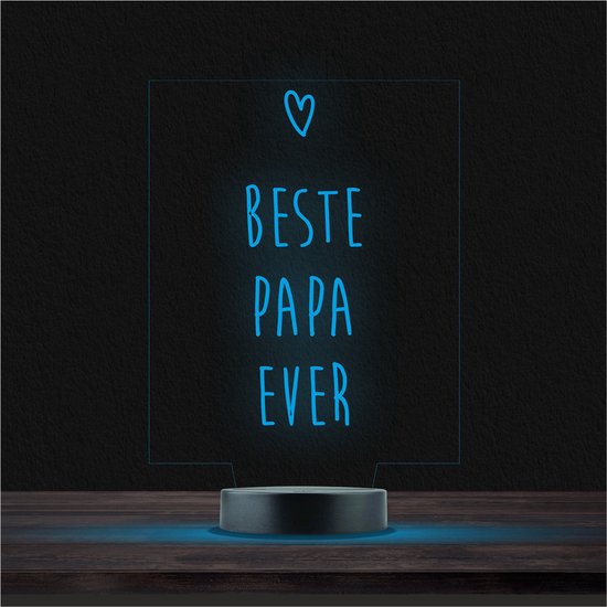 Led Lamp Met Gravering - RGB 7 Kleuren - Beste Papa Ever van Merkloos