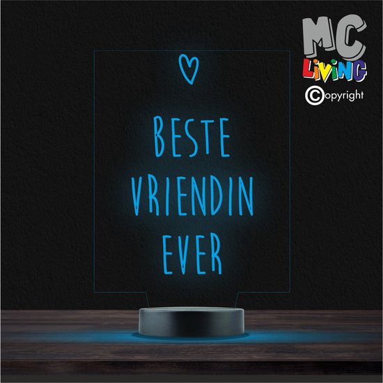 Led Lamp Met Gravering - RGB 7 Kleuren - Beste Vriendin Ever van Merkloos