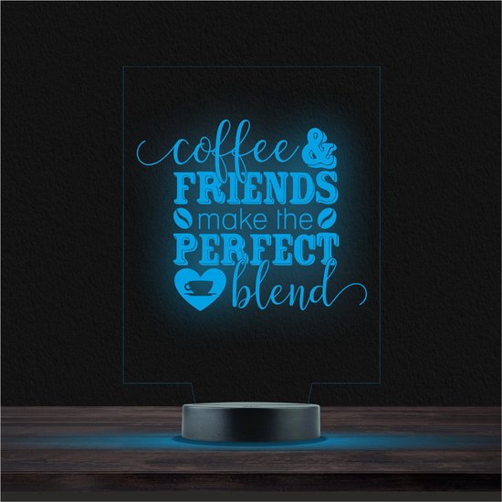 Led Lamp Met Gravering - RGB 7 Kleuren - Coffee & Friends van Nice Stuff.