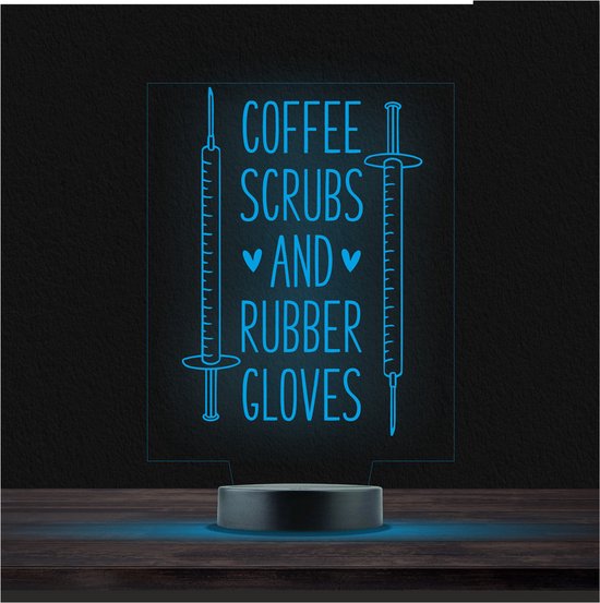 Led Lamp Met Gravering - RGB 7 Kleuren - Coffee Scrubs And Rubber Gloves van Merkloos