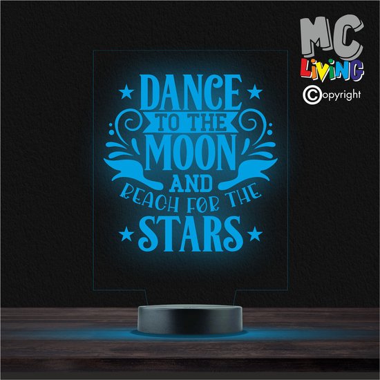Led Lamp Met Gravering - RGB 7 Kleuren - Dance To The Moon van Merkloos