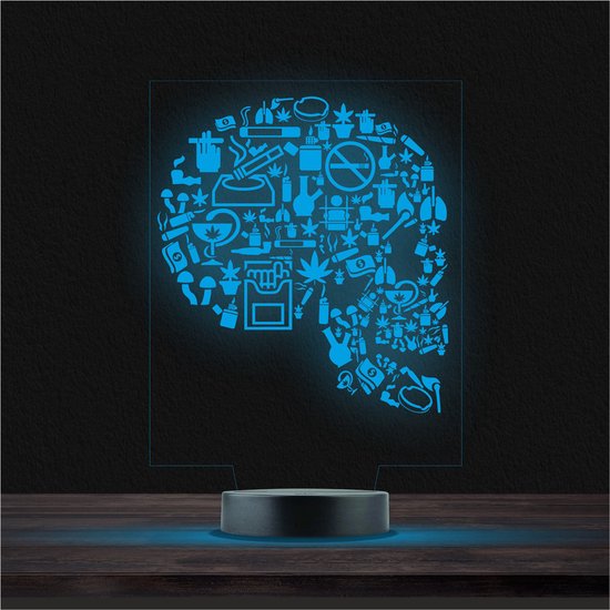 Led Lamp Met Gravering - RGB 7 Kleuren - Doodskop van Decopatent