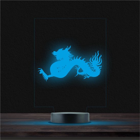 Led Lamp Met Gravering - RGB 7 Kleuren - Draak van Luminalis