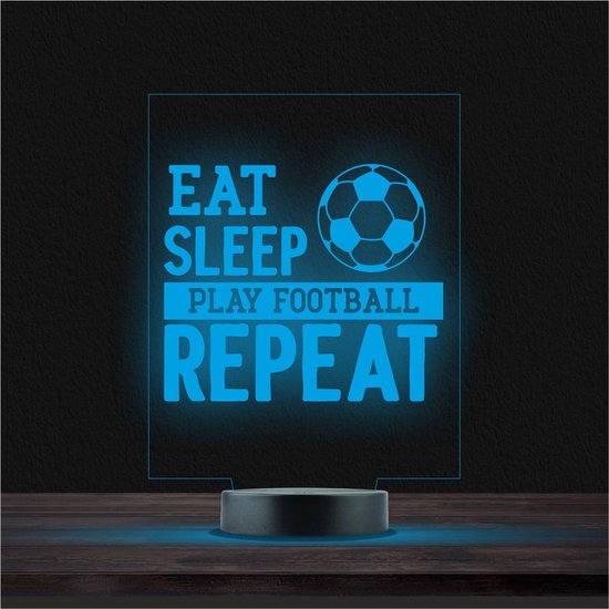 Led Lamp Met Gravering - RGB 7 Kleuren - Eat Sleep Play Football Repeat van Fothivz