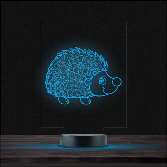 Led Lamp Met Gravering - RGB 7 Kleuren - Egel van Merkloos