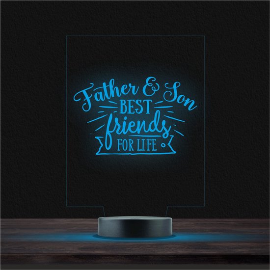 Led Lamp Met Gravering - RGB 7 Kleuren - Father & Son Best Friends van Merkloos