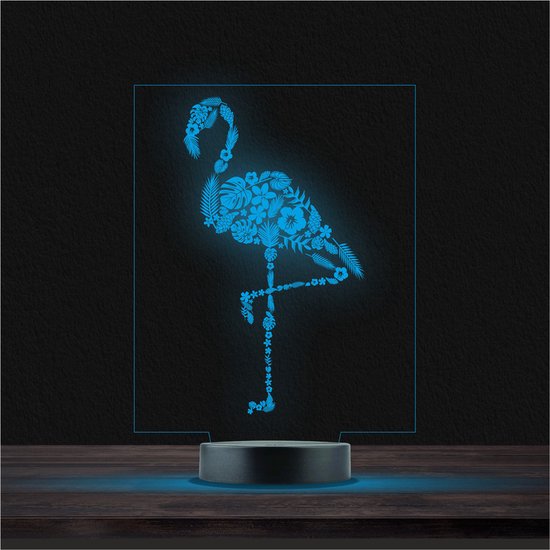 Led Lamp Met Gravering - RGB 7 Kleuren - Flamingo van Flogix