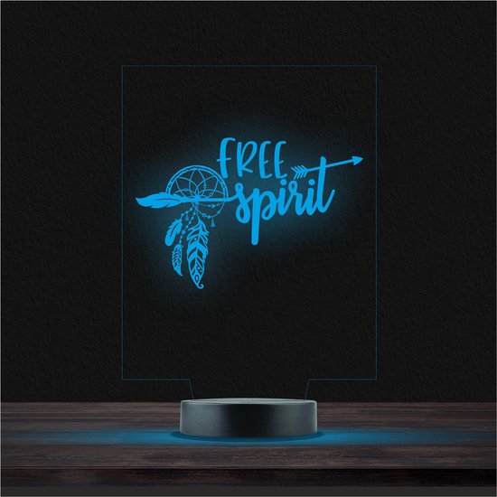 Led Lamp Met Gravering - RGB 7 Kleuren - Free Spirit van Merkloos