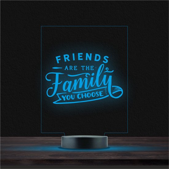 Led Lamp Met Gravering - RGB 7 Kleuren - Friends Are The Family We Choose van FBR47