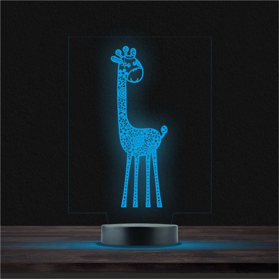 Led Lamp Met Gravering - RGB 7 Kleuren - Giraffe van Carrera Gifts
