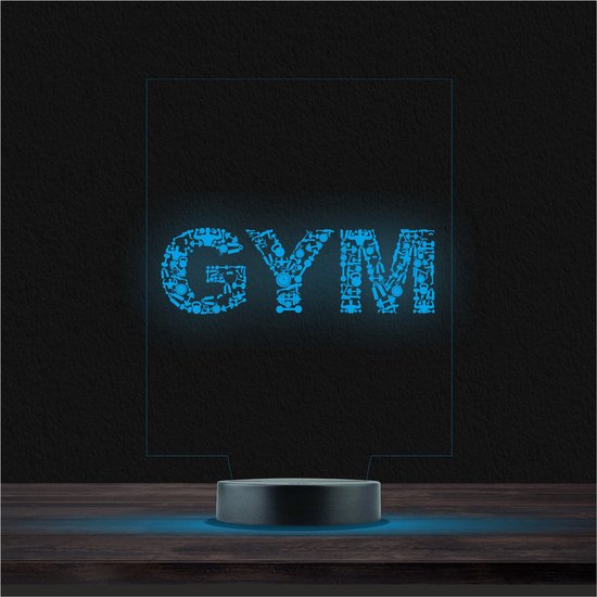 Led Lamp Met Gravering - RGB 7 Kleuren - Gym van Merkloos