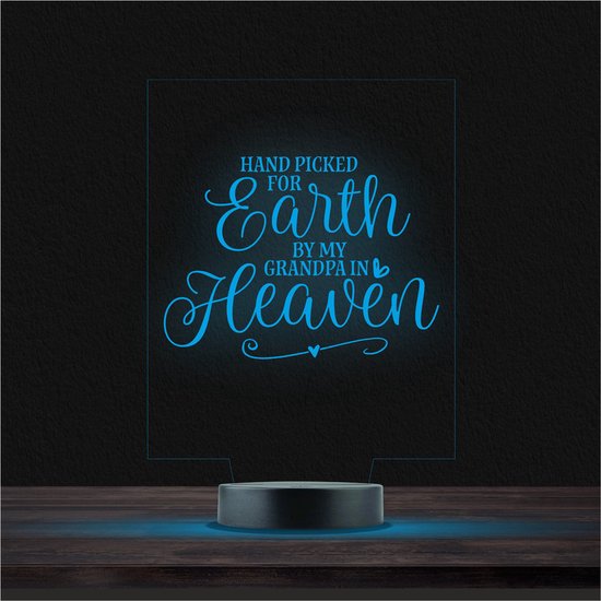 Led Lamp Met Gravering - RGB 7 Kleuren - Hand Picked For Earth van Merkloos