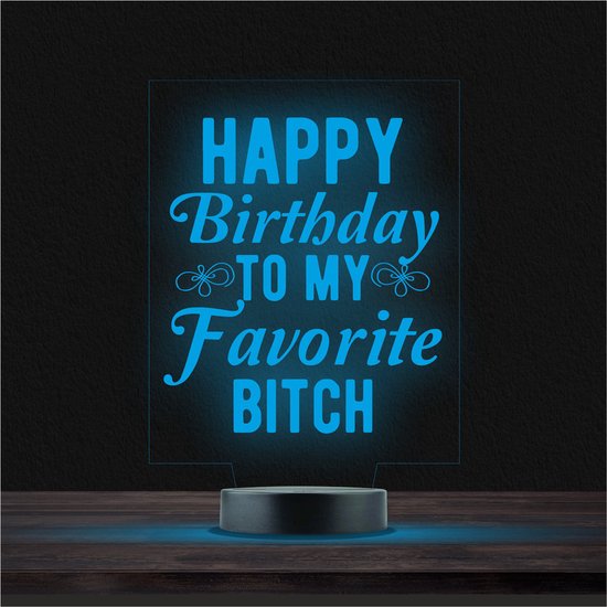 Led Lamp Met Gravering - RGB 7 Kleuren - Happy Birthday van Dragon Gifts