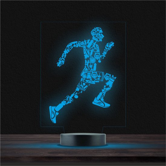 Led Lamp Met Gravering - RGB 7 Kleuren - Hardloper van Merkloos