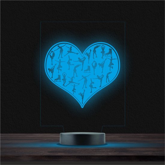 Led Lamp Met Gravering - RGB 7 Kleuren - Hart Turnen van Decorpoor