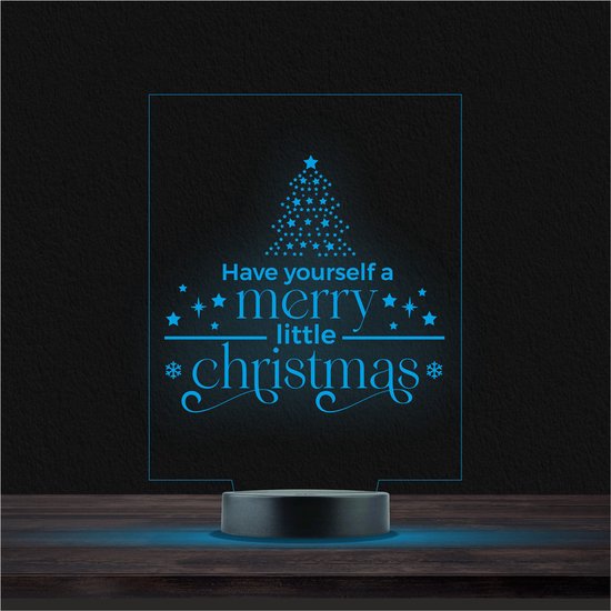 Led Lamp Met Gravering - RGB 7 Kleuren - Have Yourself A Merry Little Christmas van Merkloos