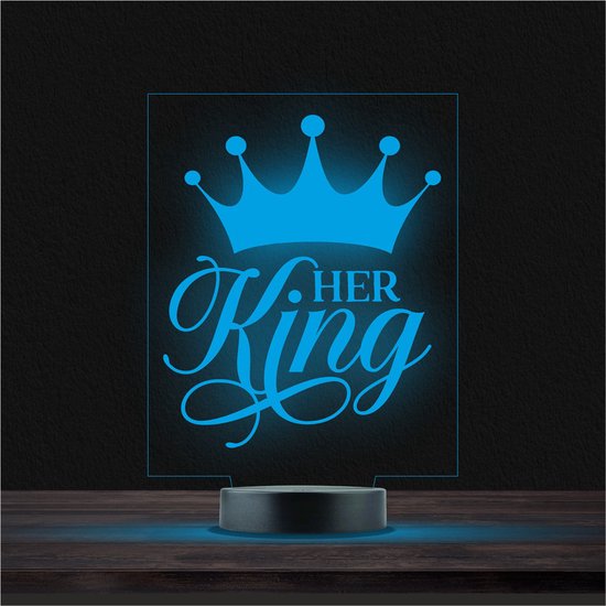 Led Lamp Met Gravering - RGB 7 Kleuren - Her King van Merkloos