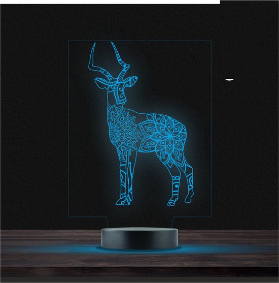 Led Lamp Met Gravering - RGB 7 Kleuren - Hert van Qumaxx