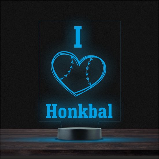 Led Lamp Met Gravering - RGB 7 Kleuren - I Love Honkbal van Foakty