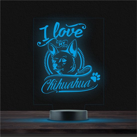 Led Lamp Met Gravering - RGB 7 Kleuren - I Love My Chihuahua van Geen merk