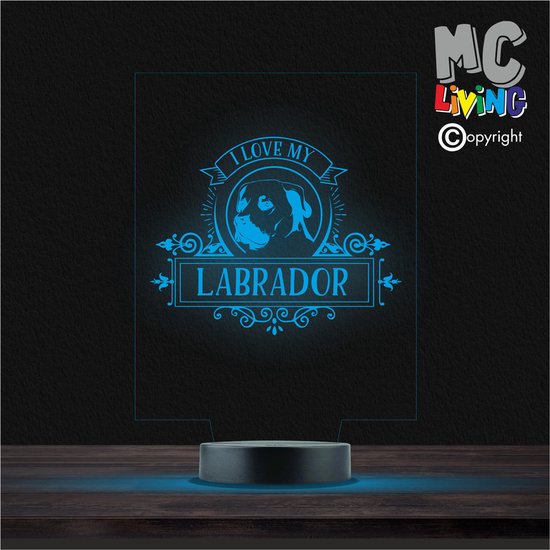 Led Lamp Met Gravering - RGB 7 Kleuren - I Love My Labrador van Spullen Voor Jezelf