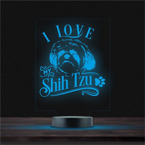 Led Lamp Met Gravering - RGB 7 Kleuren - I Love My Shih Tzu van Bits & Pieces