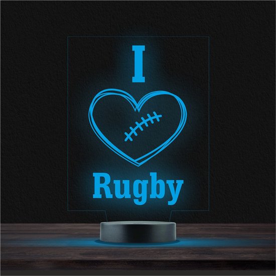 Led Lamp Met Gravering - RGB 7 Kleuren - I Love Rugby van Sens Design