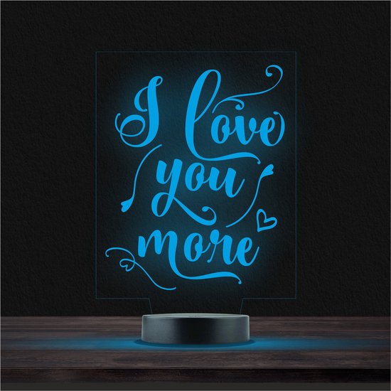 Led Lamp Met Gravering - RGB 7 Kleuren - I Love You More van Merkloos