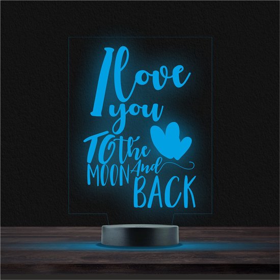 Led Lamp Met Gravering - RGB 7 Kleuren - I Love You To The Moon And Back van Ar 4 Allure