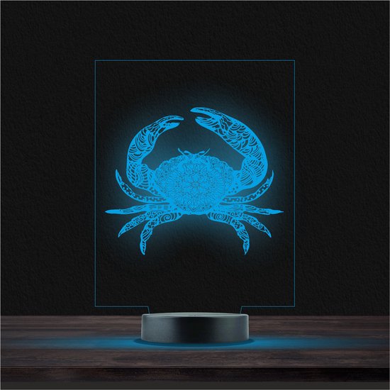 Led Lamp Met Gravering - RGB 7 Kleuren - Krab van Merkloos