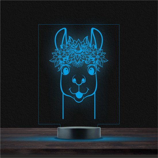 Led Lamp Met Gravering - RGB 7 Kleuren - Lama van Paragon Gifts