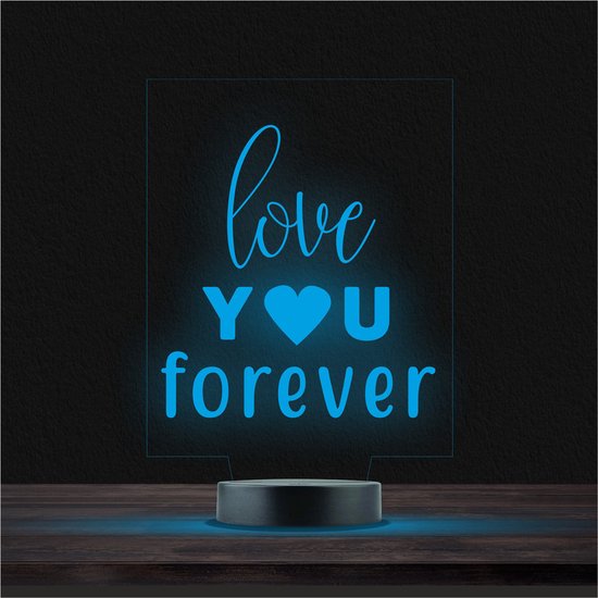 Led Lamp Met Gravering - RGB 7 Kleuren - Love You Forever van Merkloos